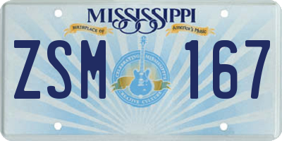 MS license plate ZSM167