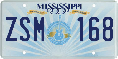 MS license plate ZSM168