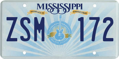MS license plate ZSM172
