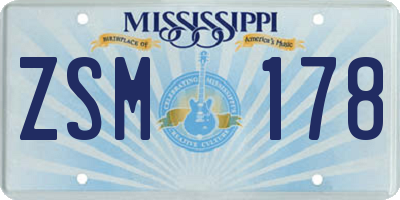 MS license plate ZSM178