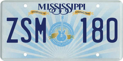 MS license plate ZSM180