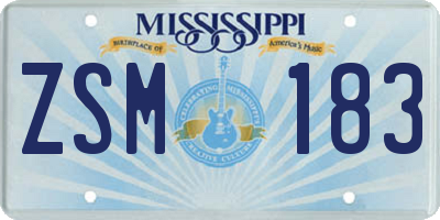 MS license plate ZSM183
