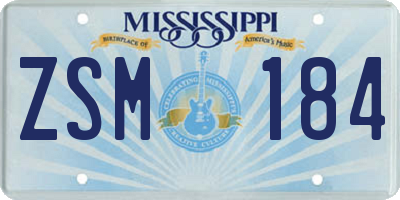 MS license plate ZSM184