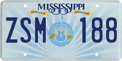 MS license plate ZSM188