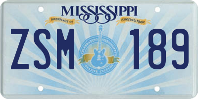 MS license plate ZSM189