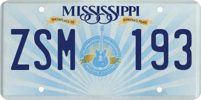 MS license plate ZSM193