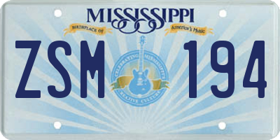 MS license plate ZSM194