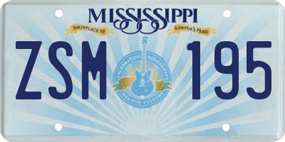 MS license plate ZSM195