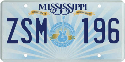 MS license plate ZSM196