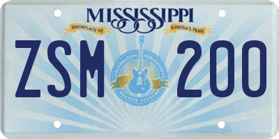 MS license plate ZSM200
