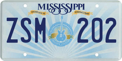 MS license plate ZSM202
