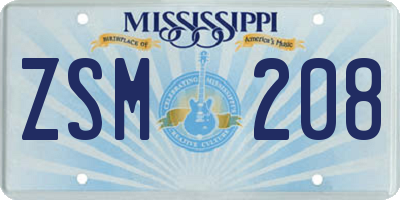 MS license plate ZSM208