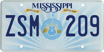 MS license plate ZSM209