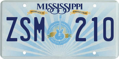 MS license plate ZSM210