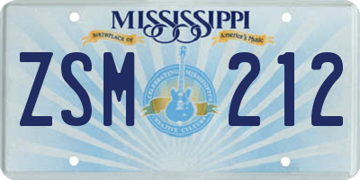 MS license plate ZSM212