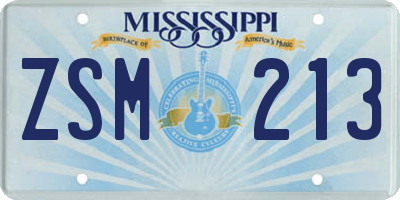 MS license plate ZSM213