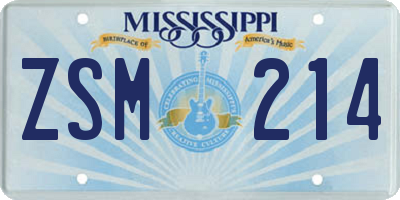 MS license plate ZSM214