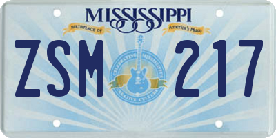 MS license plate ZSM217