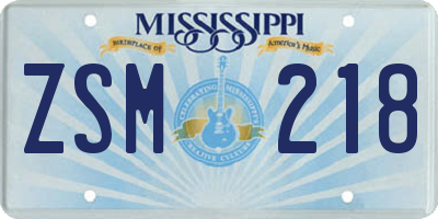 MS license plate ZSM218