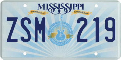MS license plate ZSM219