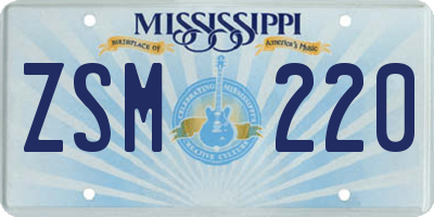 MS license plate ZSM220
