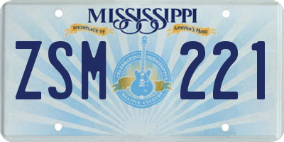 MS license plate ZSM221