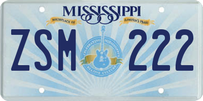 MS license plate ZSM222