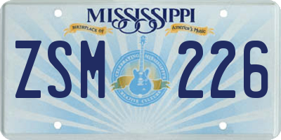 MS license plate ZSM226