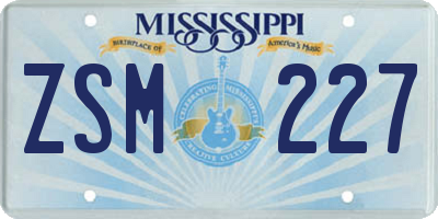 MS license plate ZSM227
