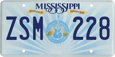 MS license plate ZSM228