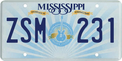 MS license plate ZSM231