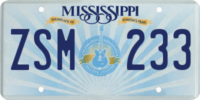 MS license plate ZSM233