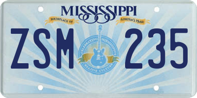 MS license plate ZSM235