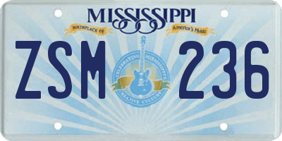 MS license plate ZSM236