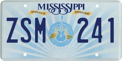 MS license plate ZSM241