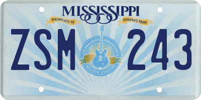 MS license plate ZSM243