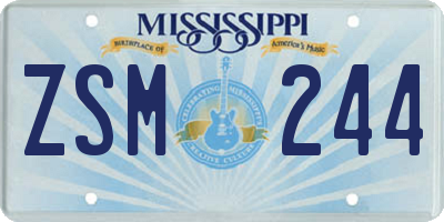 MS license plate ZSM244