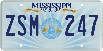 MS license plate ZSM247