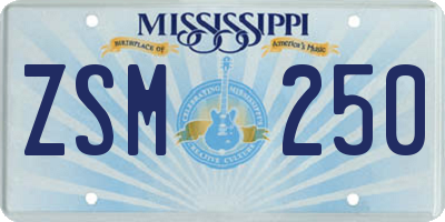 MS license plate ZSM250
