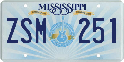 MS license plate ZSM251