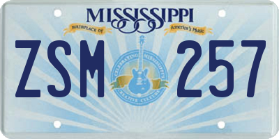 MS license plate ZSM257