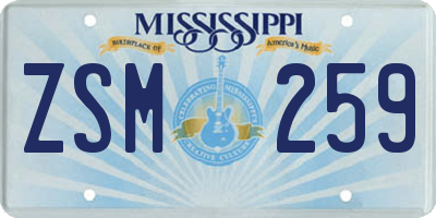 MS license plate ZSM259