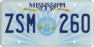 MS license plate ZSM260