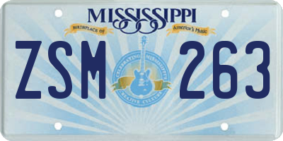 MS license plate ZSM263
