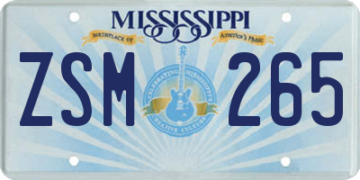MS license plate ZSM265
