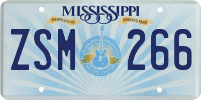 MS license plate ZSM266