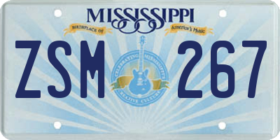 MS license plate ZSM267