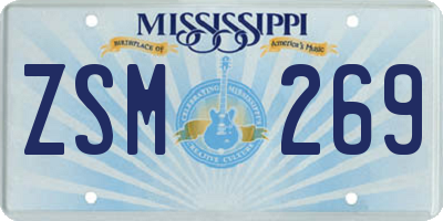 MS license plate ZSM269
