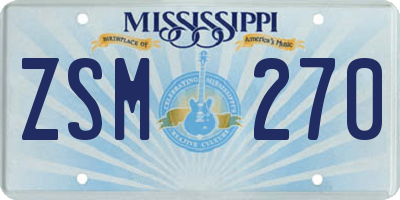 MS license plate ZSM270