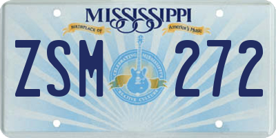MS license plate ZSM272